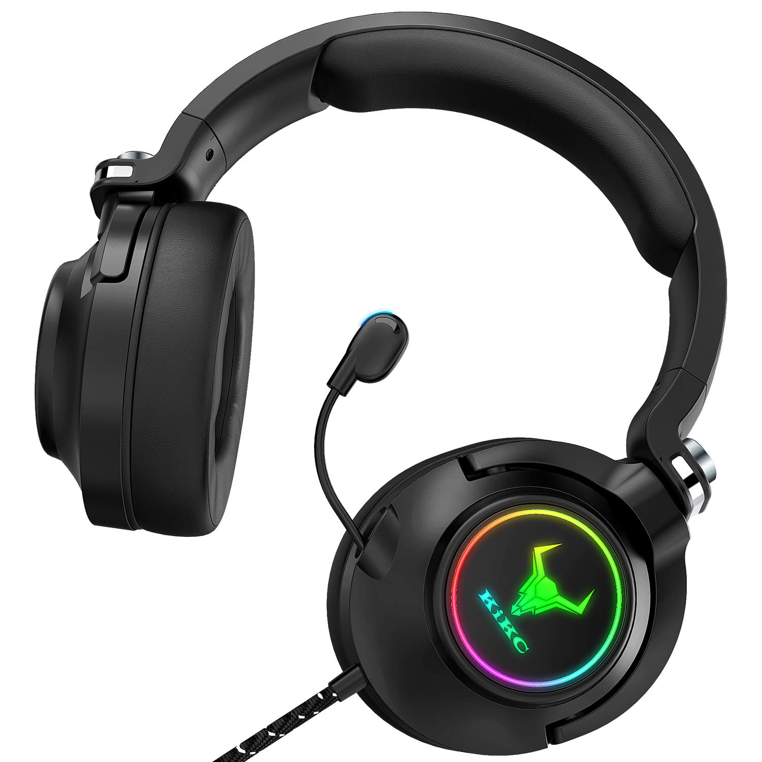 Kikc ET600 Gaming Headset with Rotating Ear Shell & Swivel Mic - Compatible with Xbox One, PS4, PS5, PSP, PC, Laptop & Mac - Perfect for Online Gaming, Streaming & Virtual Meetings (Black)