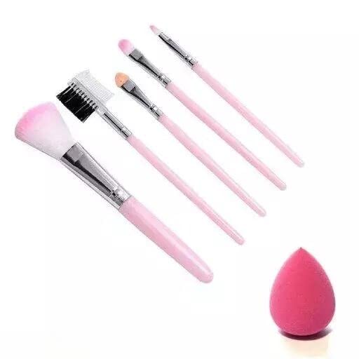 GOLD MAX Pink Makeup Brushes & Blender for Women - Wedding, Travel, Office Use