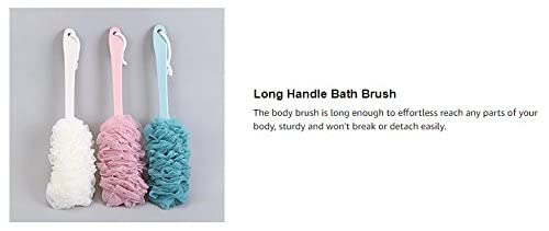 Exfoliating Loofah Bath Brush with Long Handle - Nylon Mesh Back Scrubber for Deep Cleansing & Skin Massage | Shower Body Washer for Women & Men | Perfect for Exfoliation, Back Cleaning & Relaxing Spa Experience (Light Cream)
