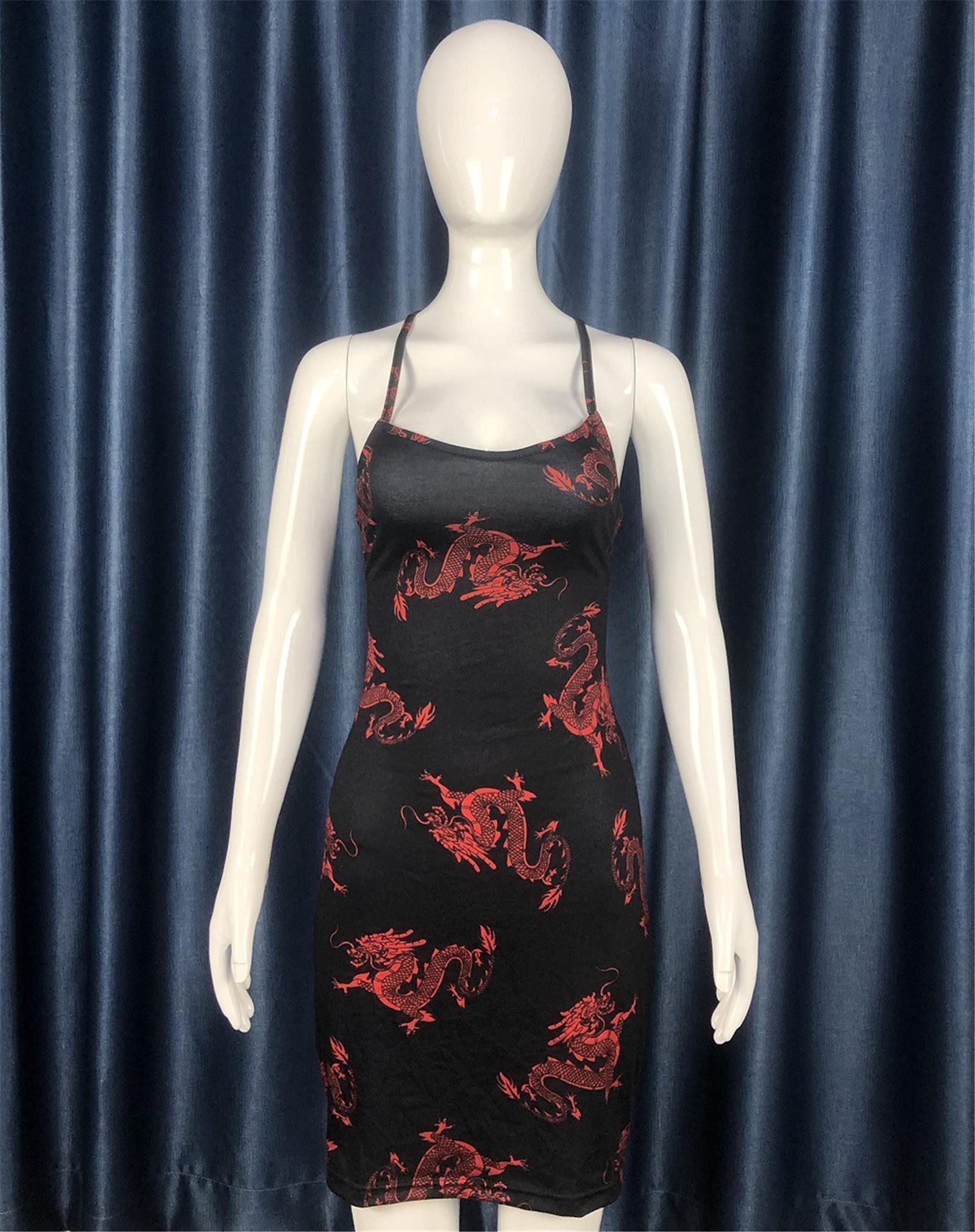 Zempertoopa Women's Y2K Printed Bodycon Short Dress - Sexy Cami Wrap Skirt with Backless Design for Summer Streetwear | Perfect for Parties, Clubbing & Night Out