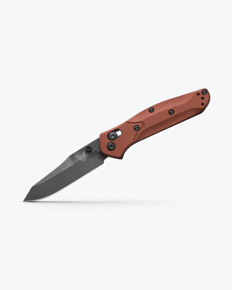 Benchmade 945BK-03 Mini Osborne Folding Knife - AXIS Lock, Reverse Tanto Battlewash Blade, Plain Edge, Burnt Copper Aluminum Handle - EDC, Outdoor, Camping, Survival Gear