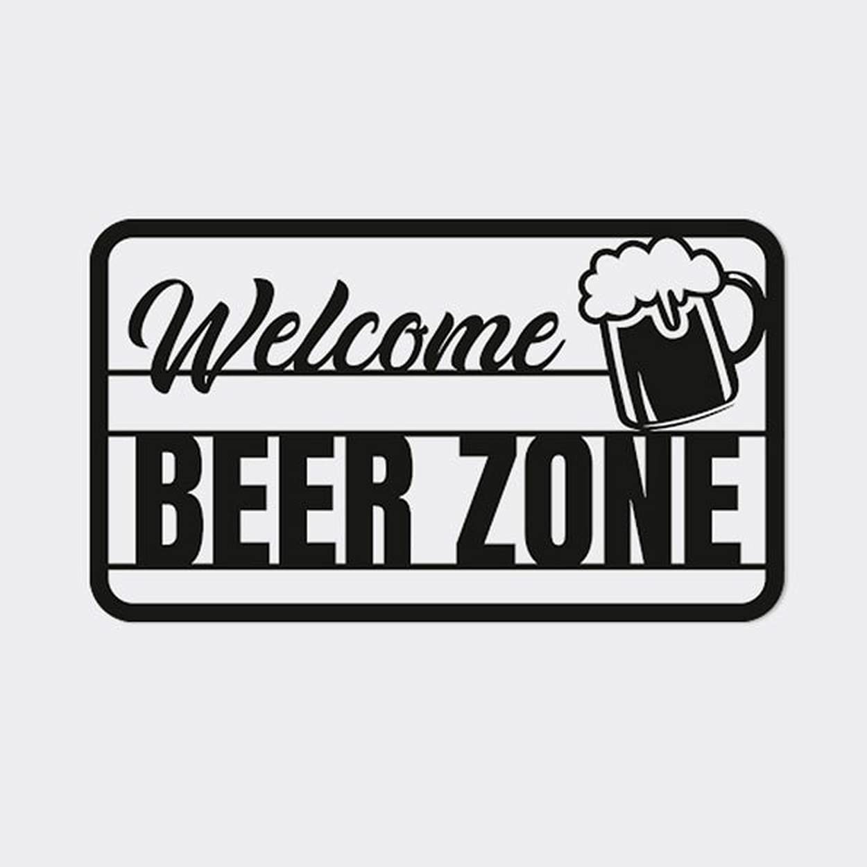 LaModaHome Metal Wall Art Beer Zone Black Wall Decor - Modern Living Room, Bedroom, Kitchen & Bathroom Decor - Indoor & Outdoor Metal Wall Hanging for Man Cave, Bar, Pub & Home Decor
