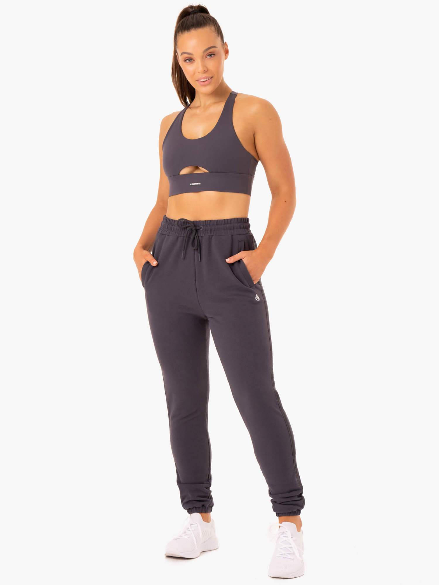 High-Performance Racerback Sports Bra for Women - Breathable Workout Top in Charcoal Grey | Ideal for Running, Yoga & Gym Training