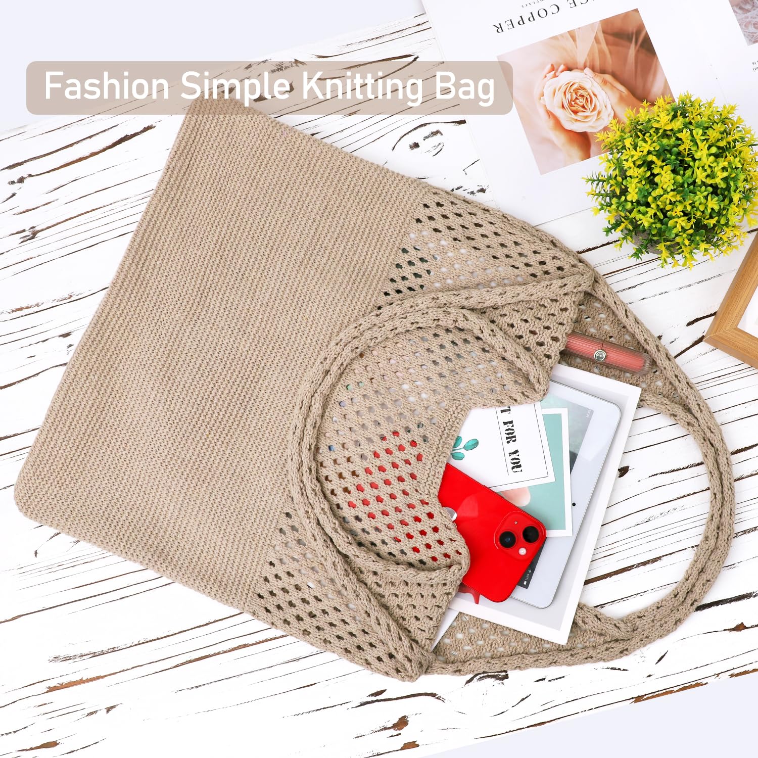 Stylish Ayieyill Crochet Tote Bag for Women - Breathable Mesh Beach Bag, Boho Knit Purse for Summer Vacation, Travel & Shopping - Perfect for Beach Outings, Picnics & Boho Fashion