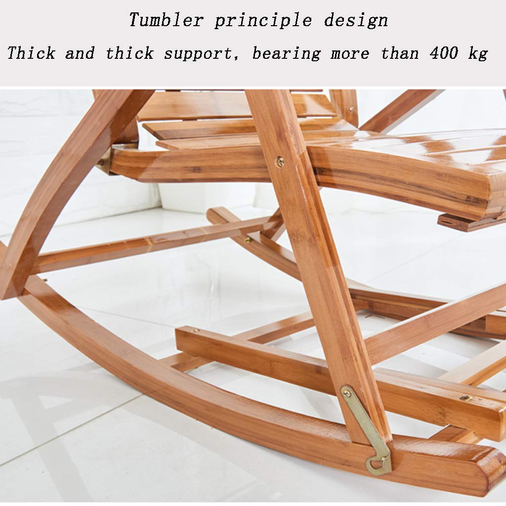 Bamboo Rocking Chair with Foot Massage Roller - Adjustable Folding Lounge Chair for Elderly, Perfect for Relaxation, Sunbathing & Siesta in Garden, Patio or Balcony