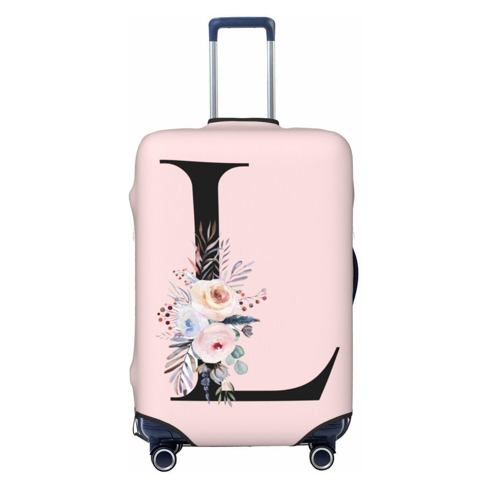 Spandex Travel Luggage Cover - Cute Pink Suitcase Protector with Boho Floral Design, Anti-Scratch & Dust-Proof Washable Sleeve for Kids & Adults (Fits 22-24 Inch Luggage) - Perfect for Airplane Travel, Vacation Trips & Suitcase Protection