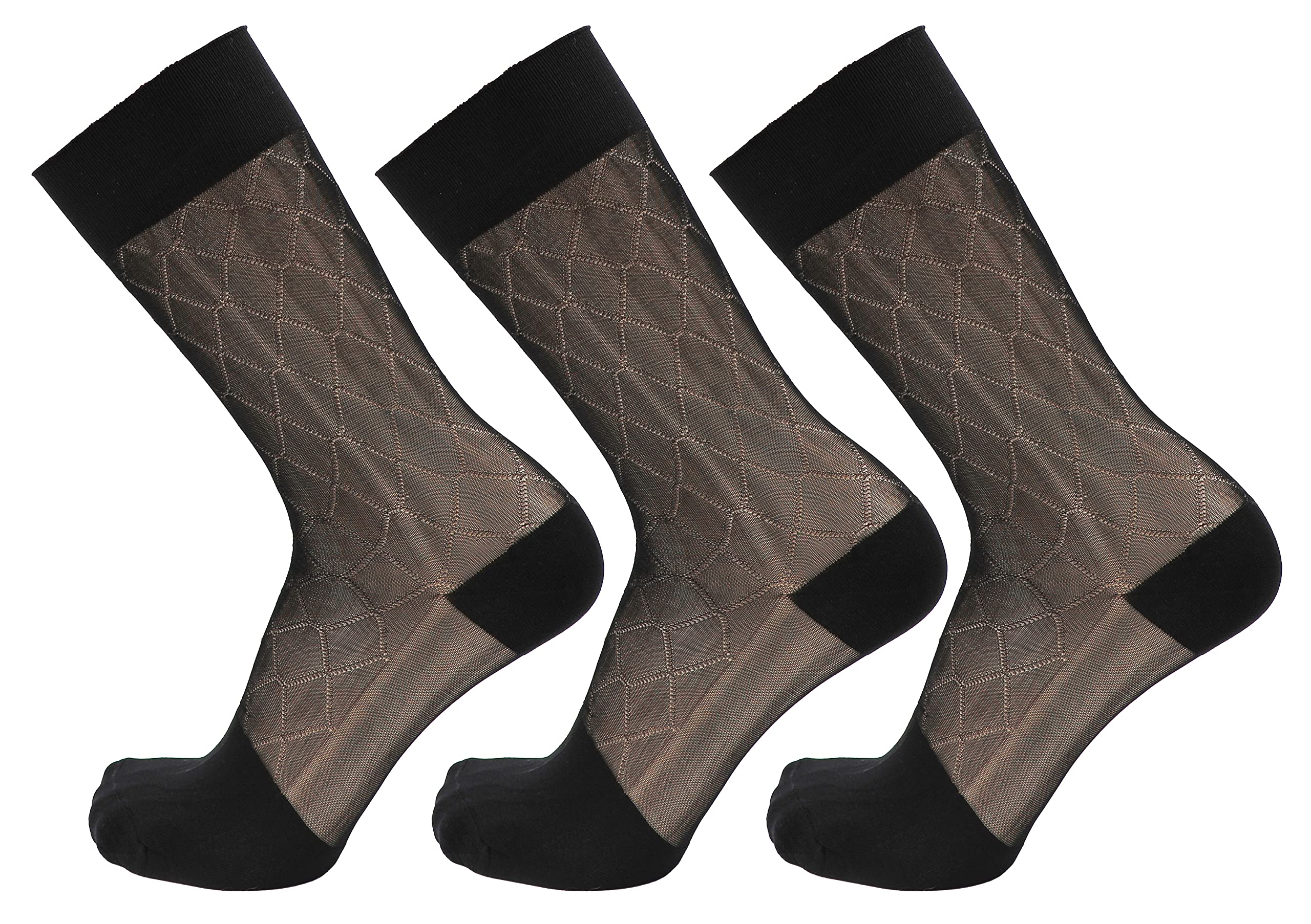 3-Pack Men's Sheer Nylon Dress Socks - Ultra Thin Formal Socks for Business, Office & Wedding - Comfortable & Breathable