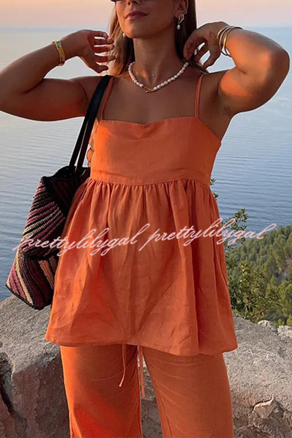 Stylish Solid Color Casual Suspenders with Loose Top & Elastic Waist Wide Leg Pants Set - Perfect for Everyday Wear, Office Outfits and Street Fashion