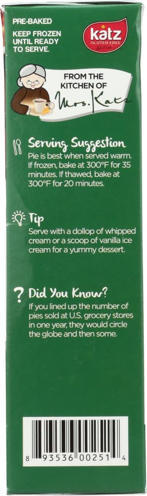Katz Gluten Free Personal Size Cherry Pie - Dairy Free, Nut Free, Soy Free, Kosher Certified (6 Pack, 11.5 oz Each) | Perfect for School Lunches, Picnics & Allergy-Friendly Desserts