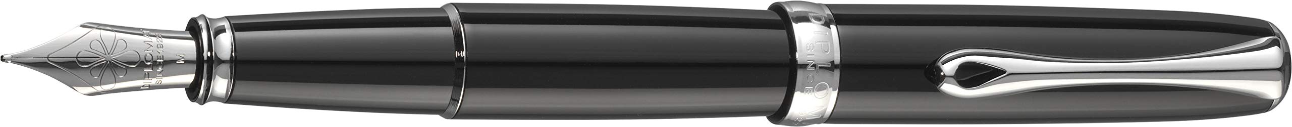 Diplomat Excellence A2 Fountain Pen - Premium Black Lacquer with Medium Steel Nib - Perfect for Business Signatures, Journaling & Luxury Gift Giving