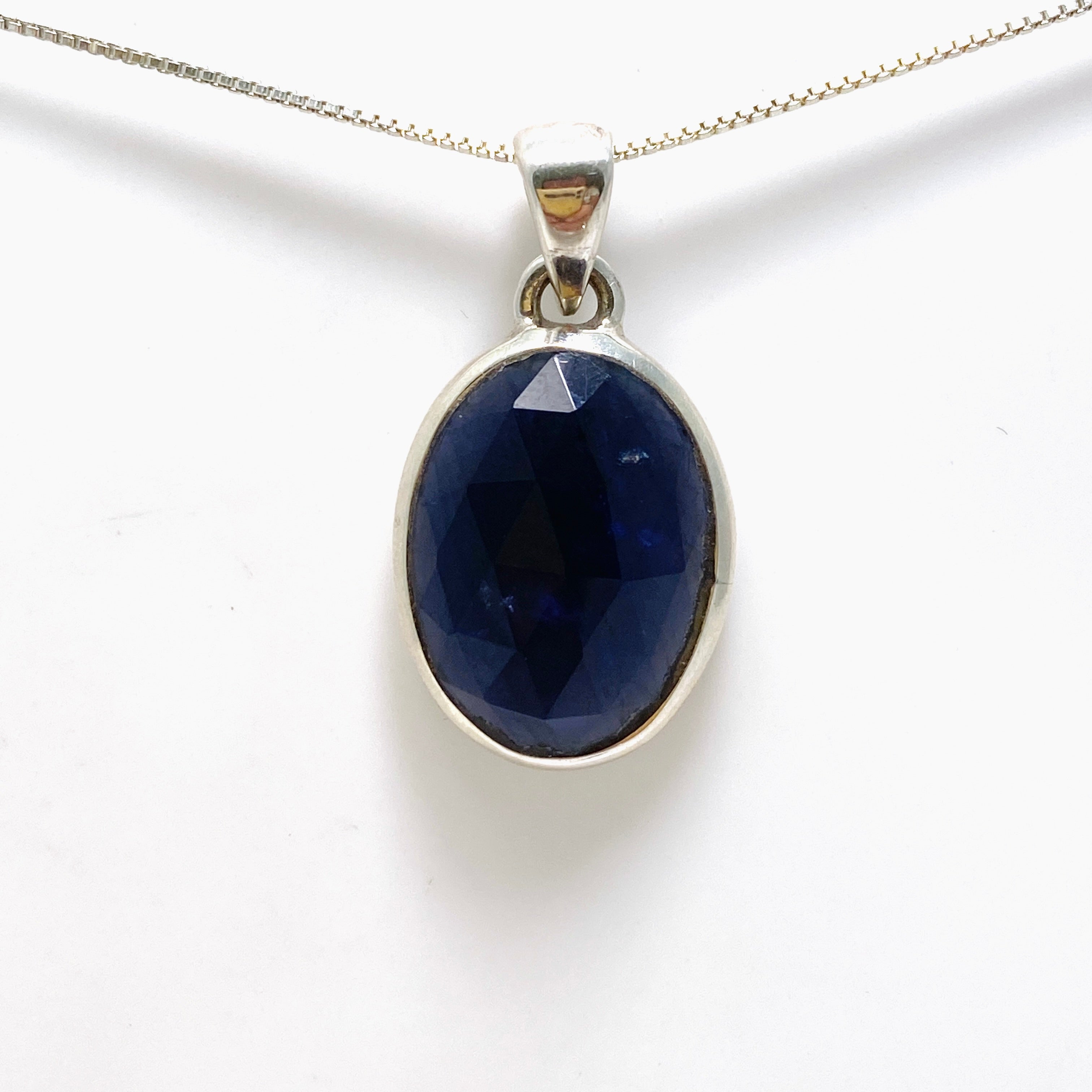 Iolite Oval Faceted Pendant Necklace - Genuine Gemstone Jewelry for Women | Perfect for Evening Wear & Special Occasions