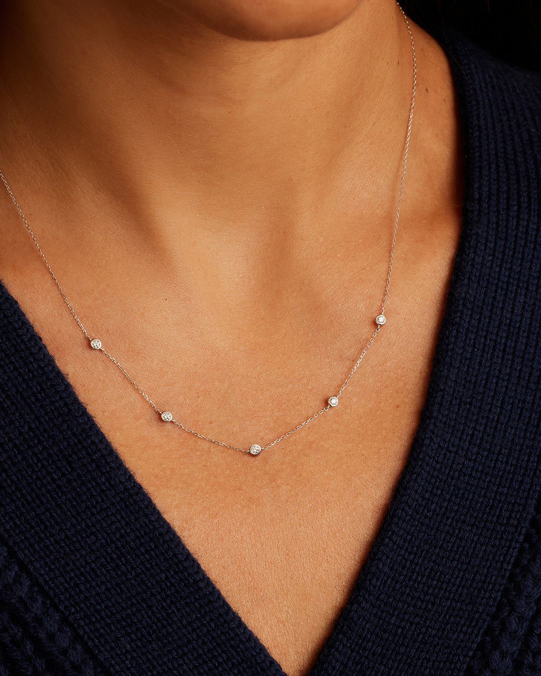 Classic Five Diamond Necklace - Elegant 14K Gold Pendant for Women | Perfect for Weddings, Anniversaries & Special Occasions