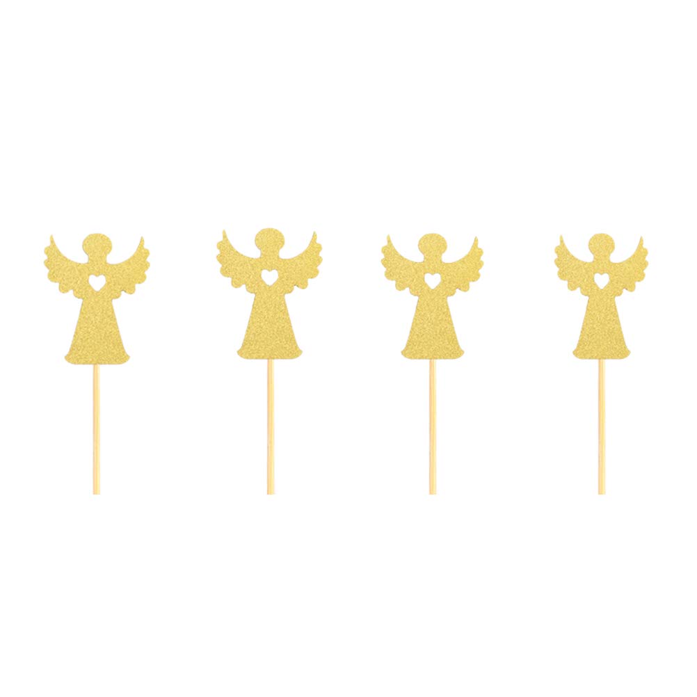 24pcs AMOSFUN Baptism Cupcake Toppers - Angel & Fairy Cake Decorations for Christian Baby Shower, Christening Party, First Communion Celebrations - Perfect for Dessert Table Decor and Religious Events