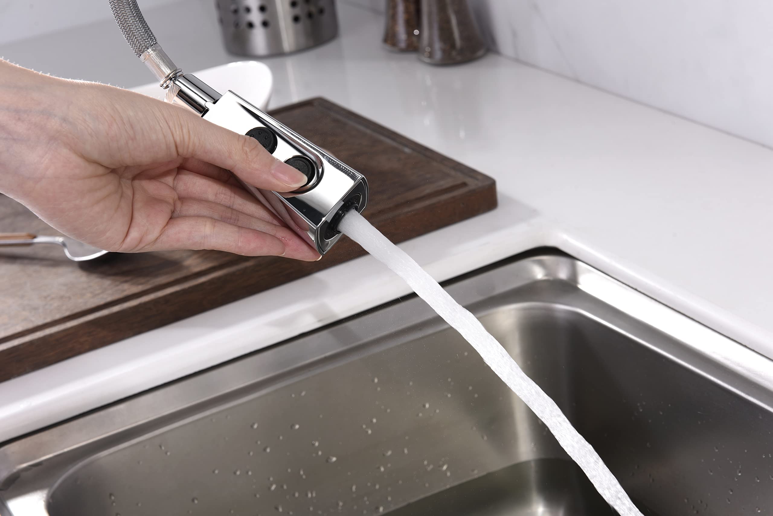 Ultra Faucets UF17000 Single-Handle Pull-Down Spray Kitchen Faucet in Polished Chrome - Perfect for Modern Kitchens & Easy Dishwashing