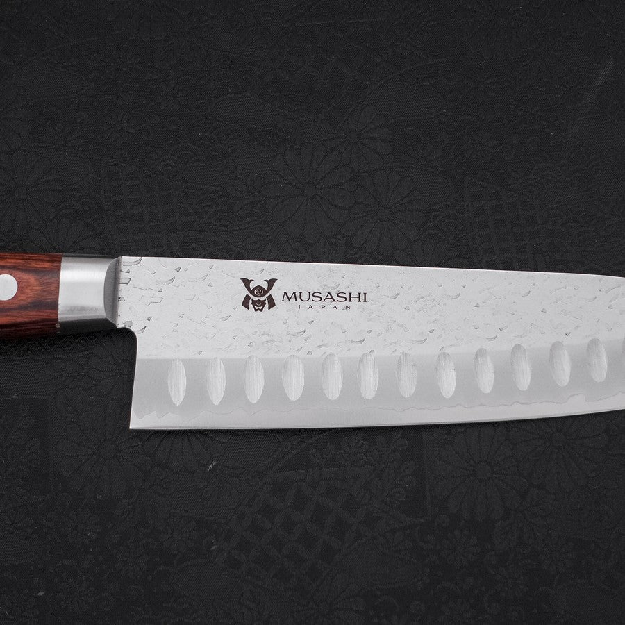 Premium Santoku Knife 180mm with VG-10 Steel Blade and Tsuchime Hammered Finish - Ergonomic Western Handle for Professional Chefs & Home Cooking - Perfect for Slicing, Dicing & Mincing Vegetables, Meat & Fish