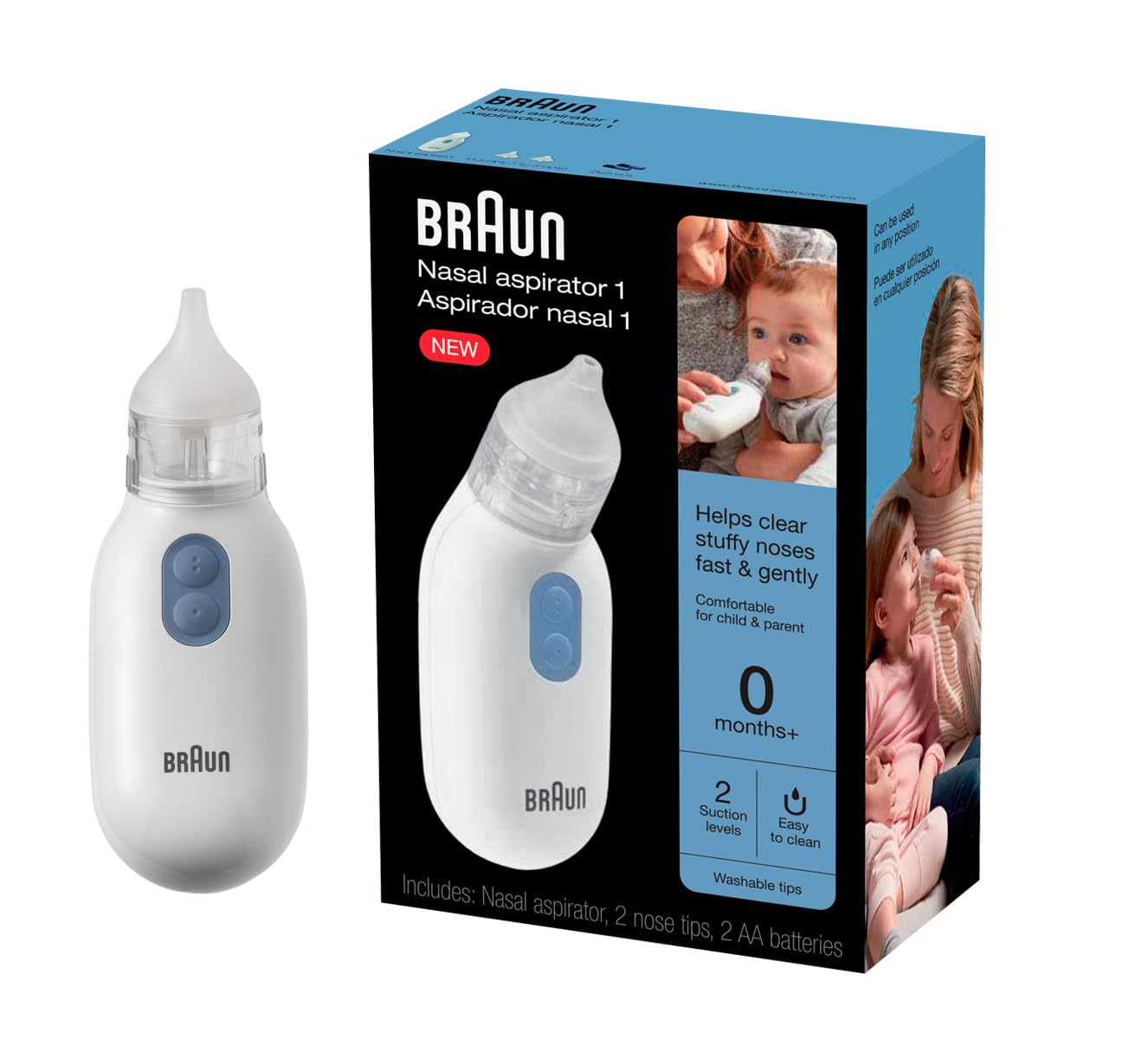 Braun Electric Nasal Aspirator for Newborns, Babies & Toddlers - Gentle Baby Nose Cleaner for Congestion Relief - Perfect for Home, Travel & Nursery Use