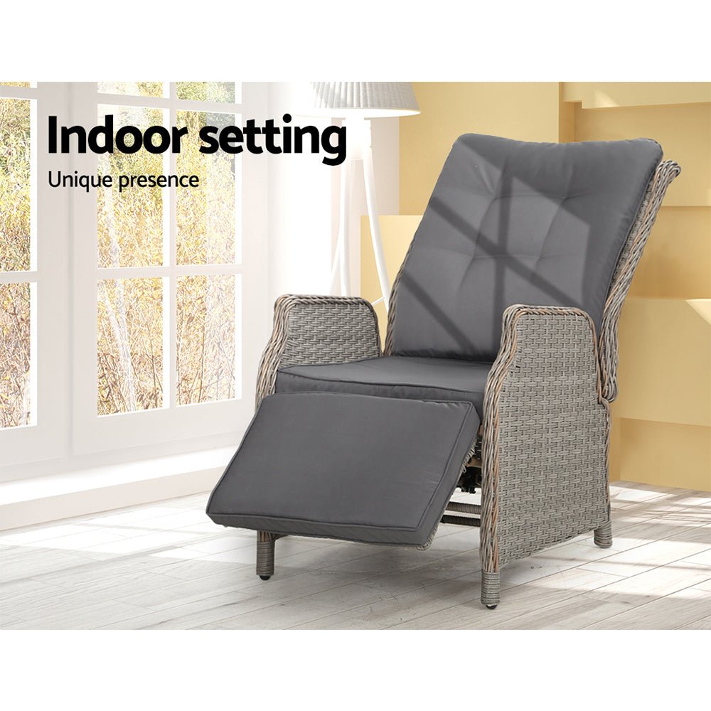 Elara Outdoor Recliner Patio Chair - Grey - Adjustable Lounge Chair for Backyard, Poolside & Garden Relaxation - Weather-Resistant & Comfortable