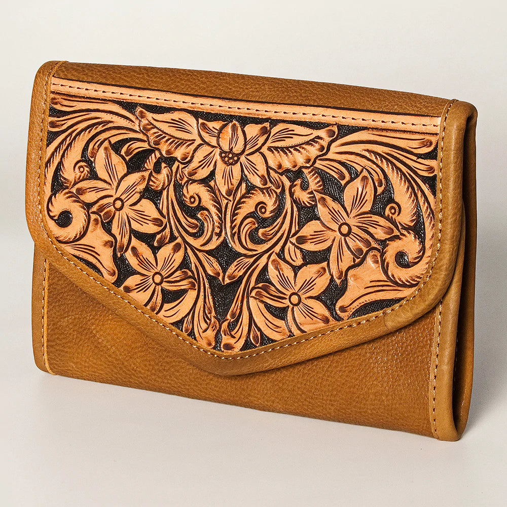 American Darling Genuine Leather Jewelry Pouch - Handmade Tooled Floral Design Organizer for Necklaces, Rings & Earrings - Perfect for Travel, Gift Giving & Daily Storage