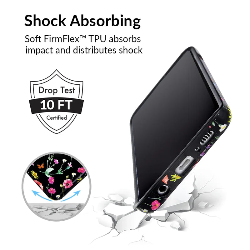 Samsung Galaxy Phone Case with Black Wildflower Design - Durable Protective Cover for Everyday Use, Travel & Outdoor Activities