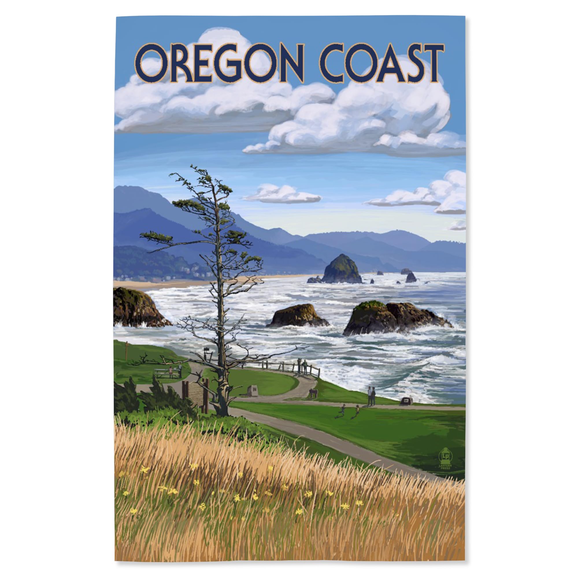 Lantern Press 16x24 Inch Giclee Print - Oregon Coast Haystack Rock Wall Art, Premium Canvas Wall Decor for Living Room, Bedroom & Office