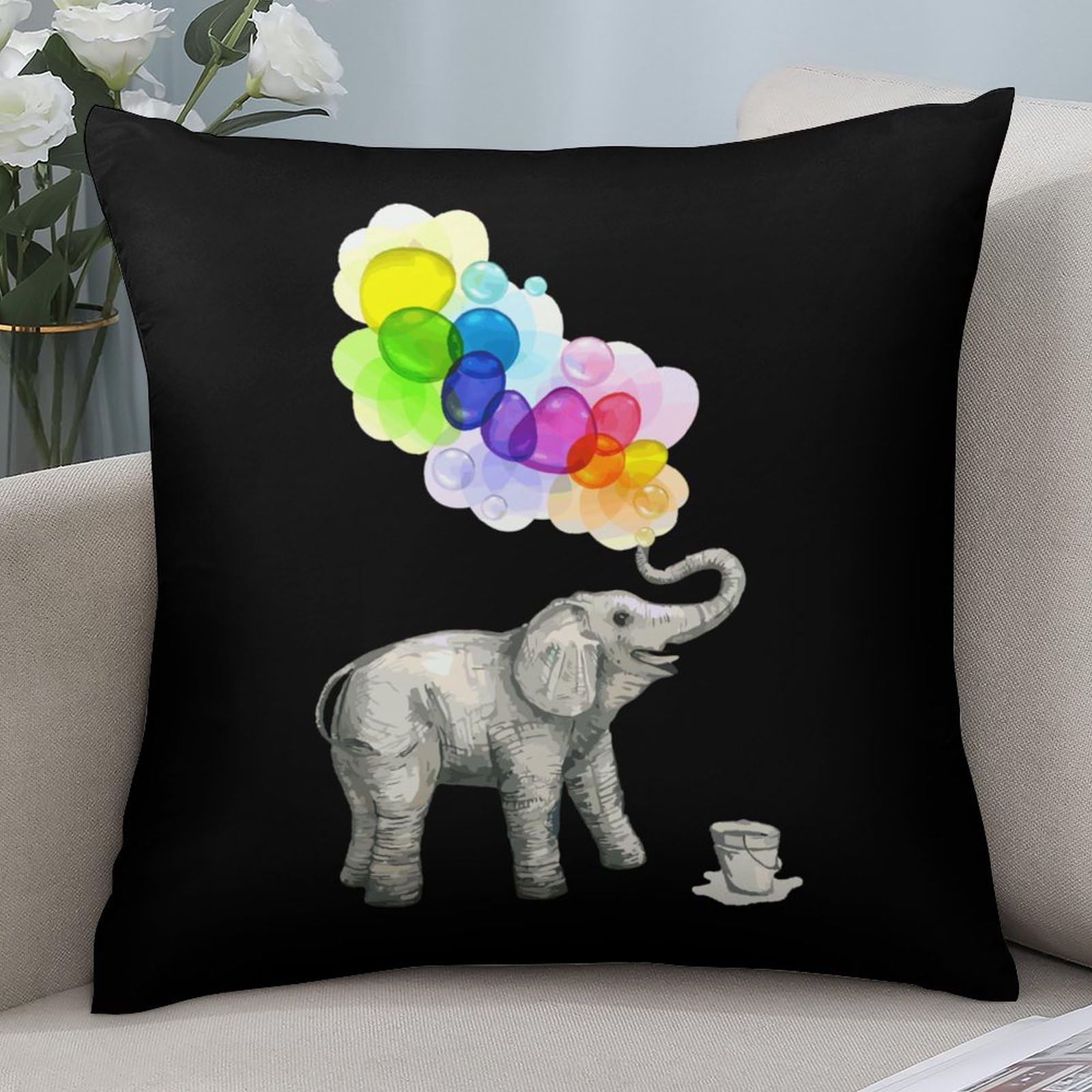 Soft Elephant Bubble Dream Polyester Pillow Cases - 22x22 Inch Smooth Cushion Covers for Sofa, Bed & Home Decor - Perfect for Living Room, Bedroom & Nursery