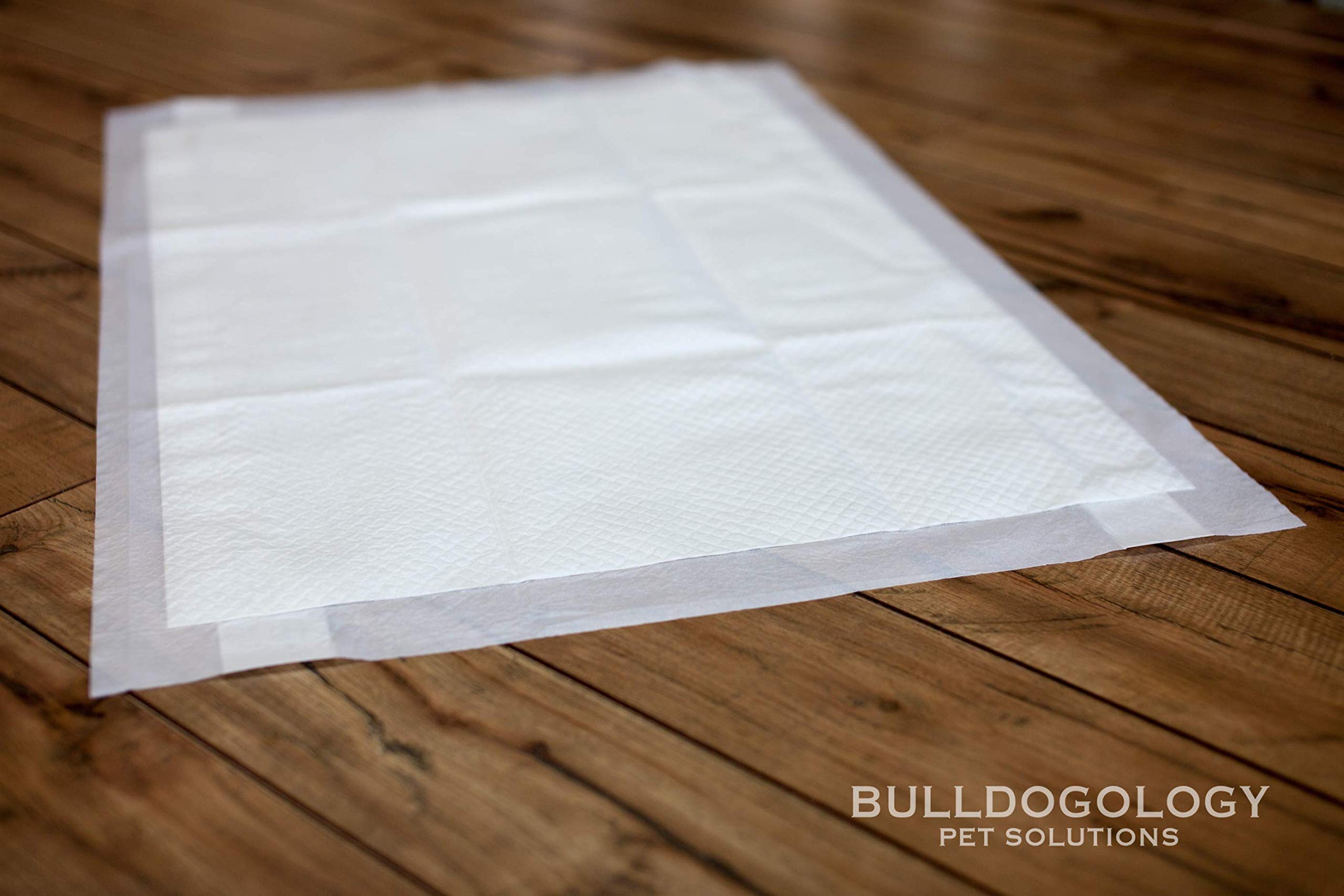 Bulldogology XL Puppy Pee Pads with Adhesive Tape - Extra Large 24x35 Inch Dog Training Pads | 6-Layer Quick-Dry Bullsorbent Technology | 360-Count White Wee Pads for Puppies & Adult Dogs | Ideal for House Training, Crate Use & Travel