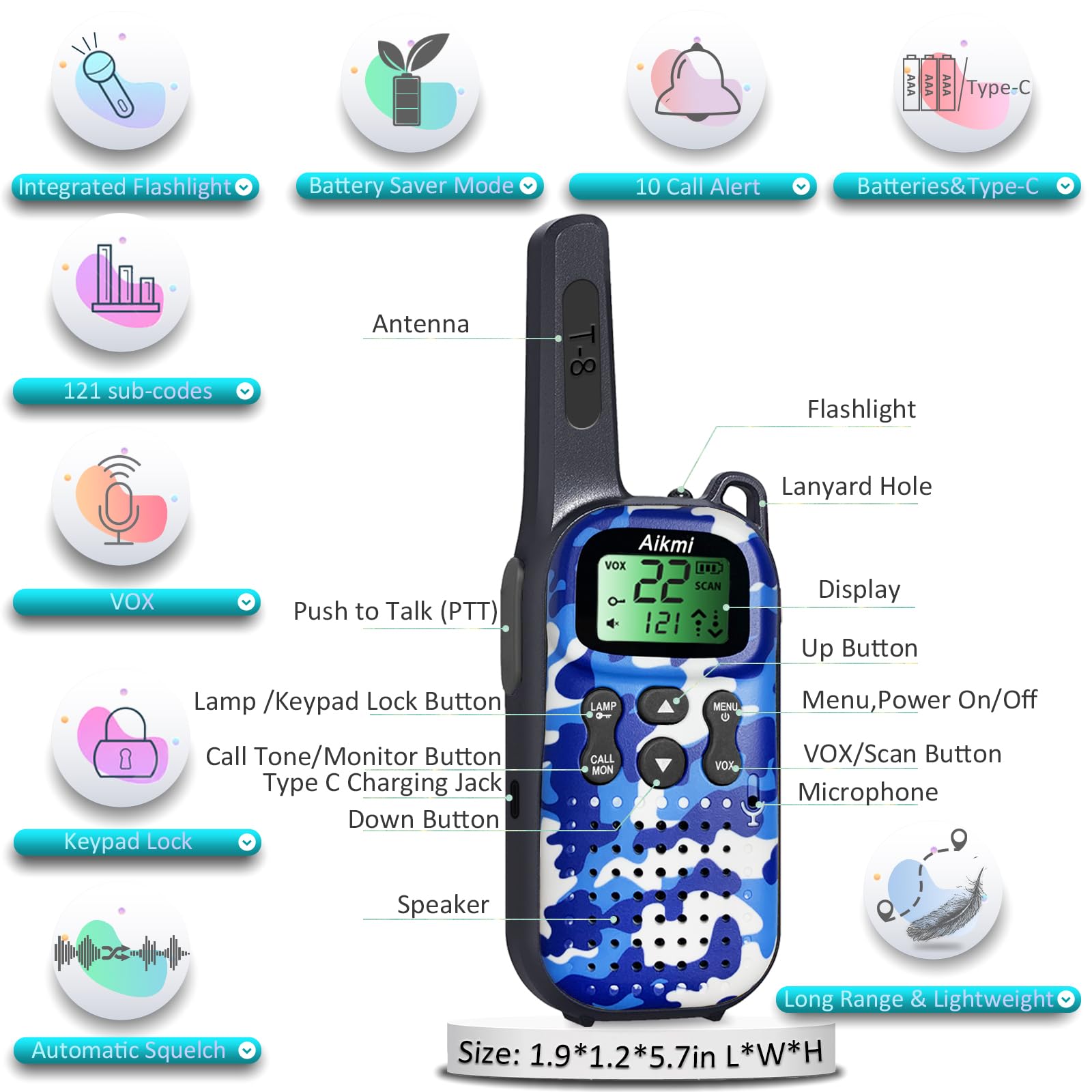 Kids Walkie Talkies - 2 Way Radios for Boys & Girls Ages 5-9 | Outdoor Adventure Toys with Camping Gear | Army Soldier Pretend Play | Birthday Gifts for Kids (Yellow & Blue) - Perfect for Camping, Hiking & Backyard Adventures