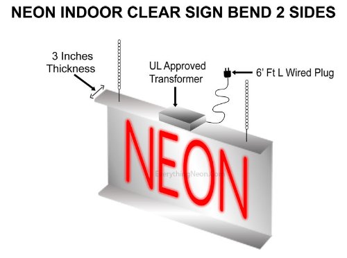 Neon Grocery Sign 11x32 Inch - Bright Clear Backing for Stores