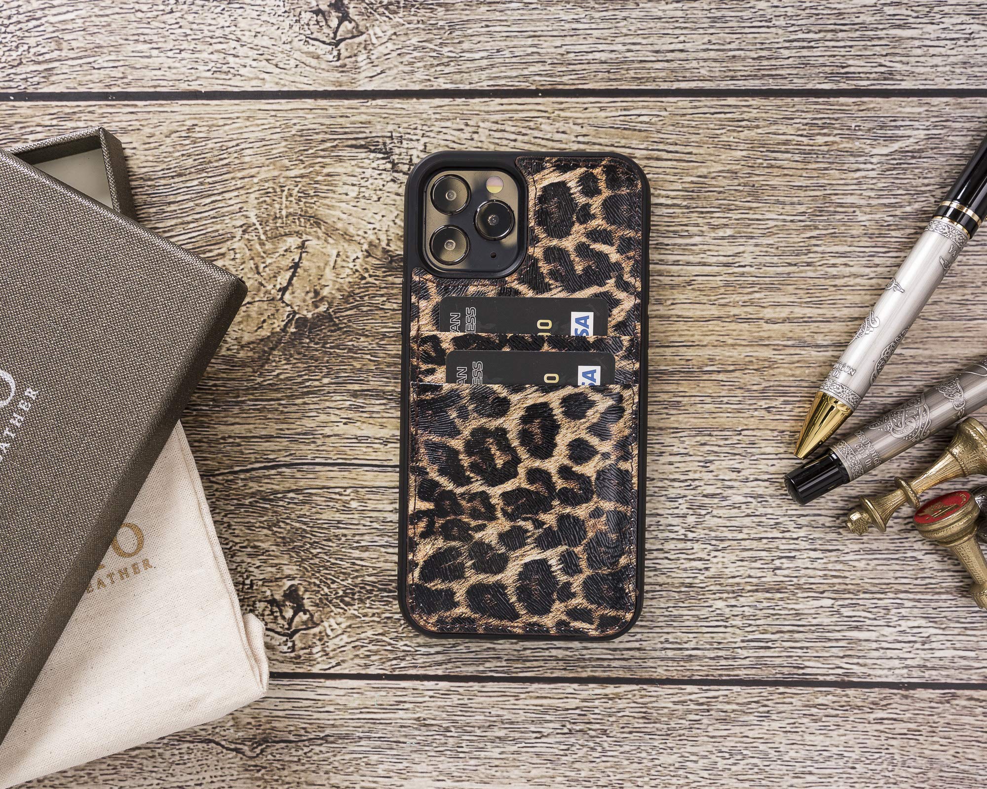 Venito Capri Leather Wallet Case for iPhone 12 Mini (5.4 inch) - RFID Blocking Protective Phone Cover with Padded Back & Leopard Print Design | Perfect for Everyday Use, Travel, and Secure Card Storage