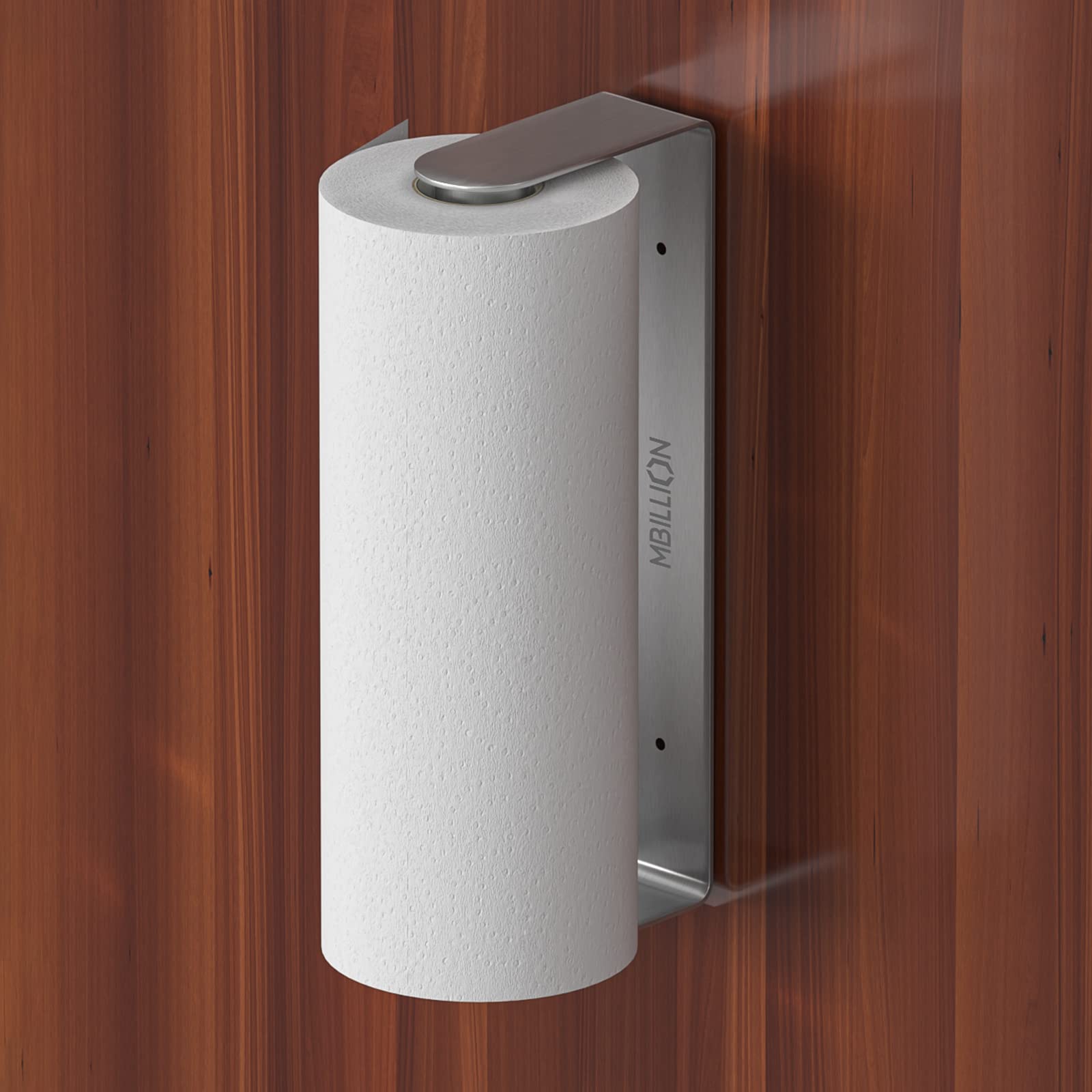 Premium SUS304 Stainless Steel Paper Towel Holder - Under Cabinet & Wall Mount Kitchen Towel Rack with Strong Self-Adhesive - Brushed Silver Finish | Perfect for Kitchen, Bathroom, RV & Office Organization