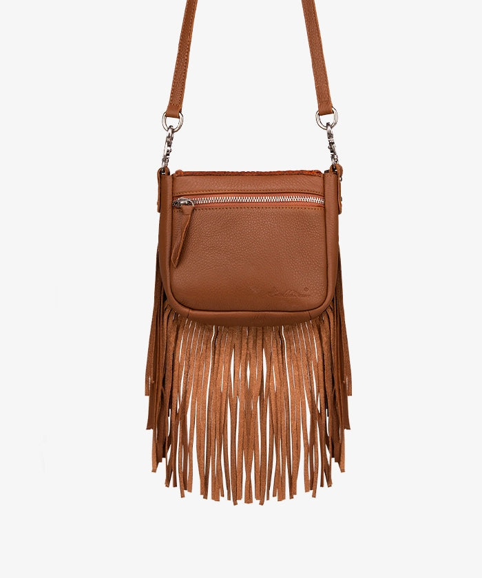 Montana West Genuine Leather Tooled Fringe Crossbody Purse for Women - Western Style Handbag for Daily Use, Travel & Country Music Festivals
