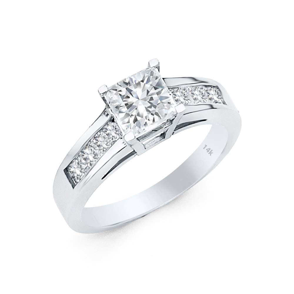 14K Gold Princess Cut Engagement Ring with Brilliant CZ Stones - Elegant Wedding Band for Women | Perfect Anniversary Gift, Proposal Jewelry & Bridal Accessory