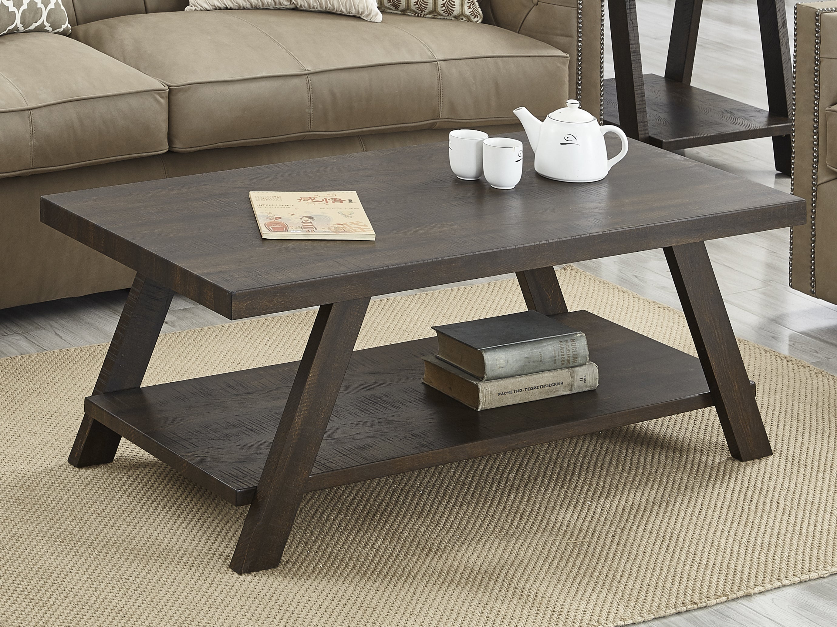 Roundhill Furniture Athens Contemporary Replica Wood Shelf Coffee Table - Modern Living Room Centerpiece for Home Decor & Entertainment Spaces