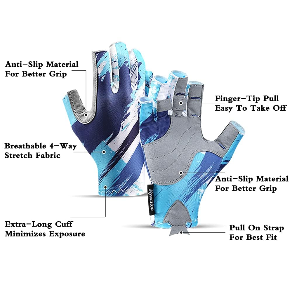 UPF50+ Fingerless Fishing Gloves for Men & Women - Sun Protection, Breathable & Grip Enhanced - Ideal for Fishing, Kayaking, Boating & Outdoor Sports