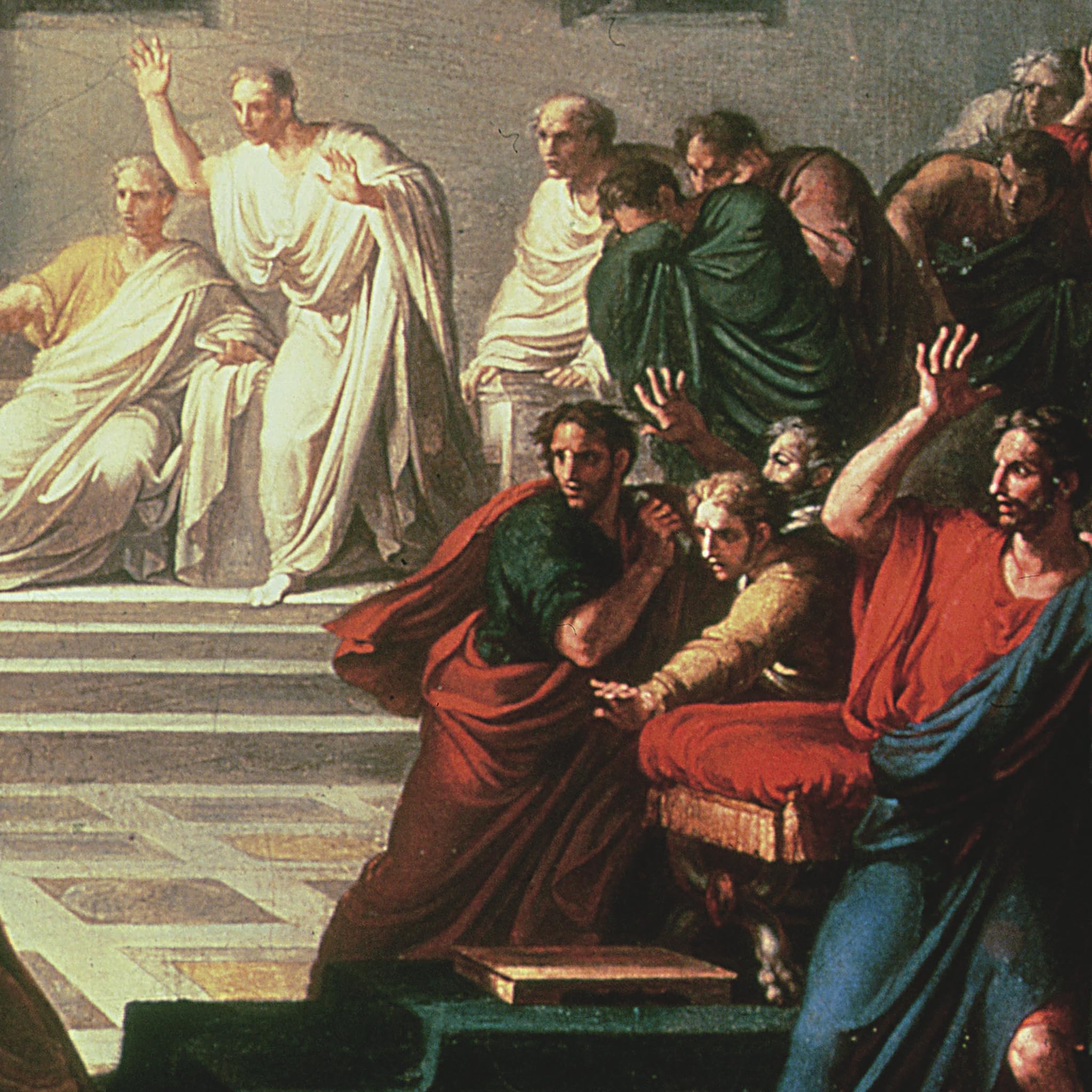 Design Toscano Death of Julius Caesar Canvas Replica Painting - Large Roman Artwork for Home Decor, Office Wall Art & Historical Gift