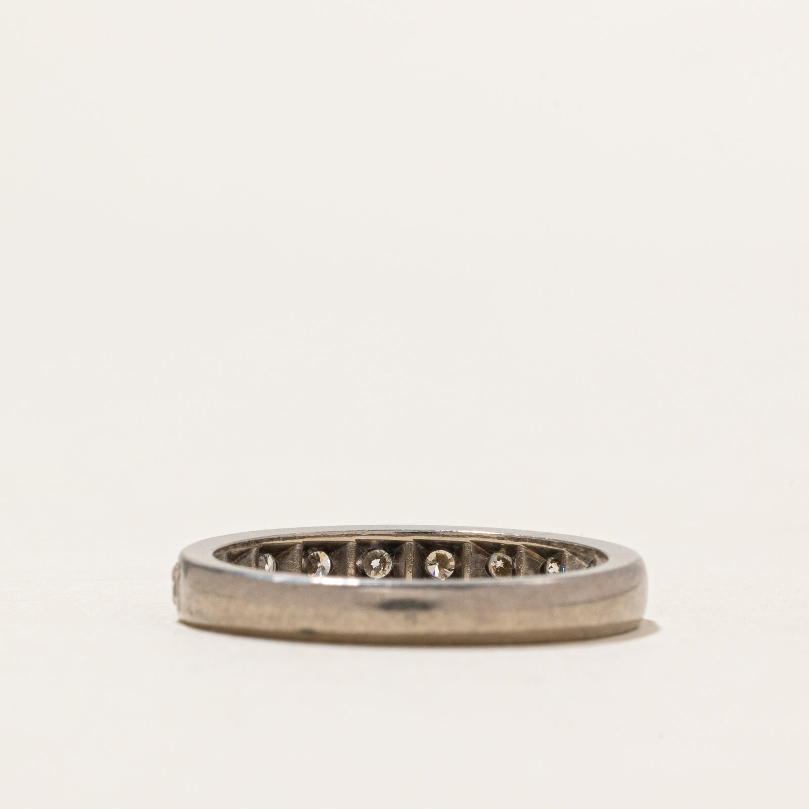 Semi Eternity Diamond Wedding Band Ring - 0.34 Carat Total Weight (CTW) - Size 6 - Perfect for Anniversary Gifts & Bridal Jewelry