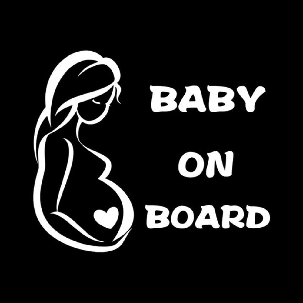 Funny Pregnant Woman Baby On Board Car Stickers - 18.2x15.5cm Self-Adhesive Waterproof Decals for Cars, Fridge & Kitchen Decor (3 Pack) - Perfect for New Parents & Family Safety Awareness