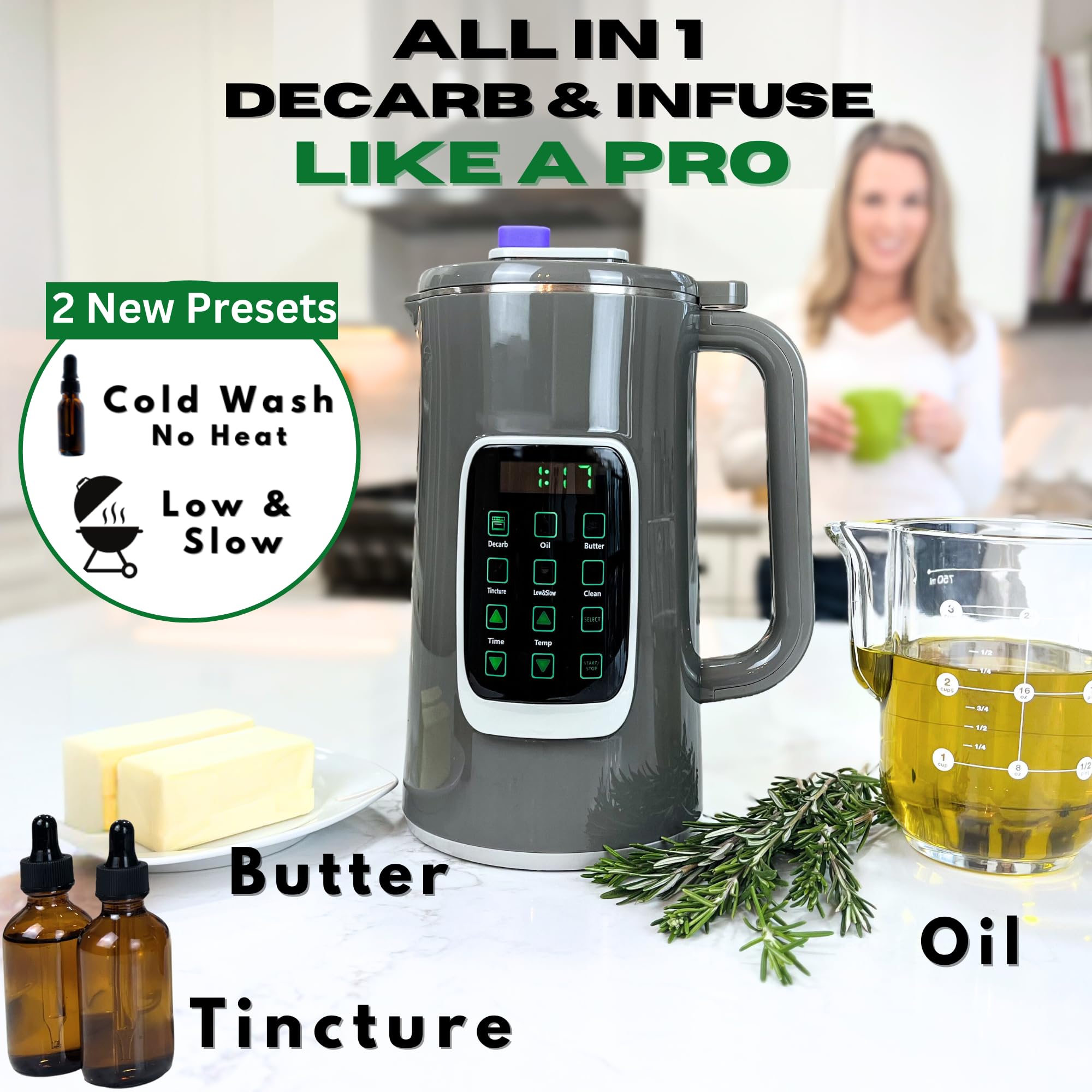 EdiWhip 2.0 - 2-in-1 Decarboxylator and Infuser Machine for Making Cannabis Butter, Oil, Tinctures & Gummies | 6 Presets, Adjustable Temp & Timer, Mess-Free Design | Perfect for Home Cooking, Baking & DIY Edibles