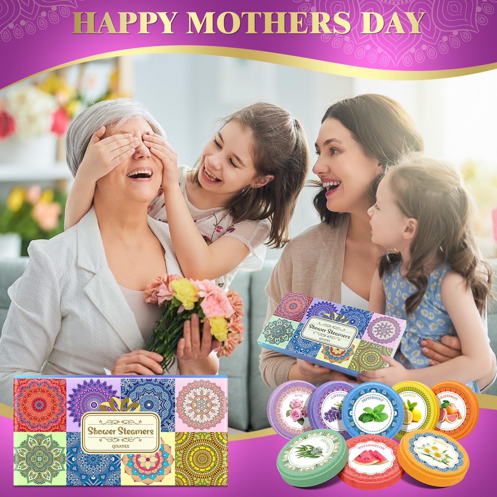 Aromatherapy Shower Steamers - 8 Pack Relaxing Shower Bombs with Essential Oils for Stress Relief & Spa Experience | Perfect Mothers Day Gifts, Birthday Presents for Women, Easter Basket Stuffers | Ideal for Bath Time Relaxation, Self-Care Routine & Home Spa Nights