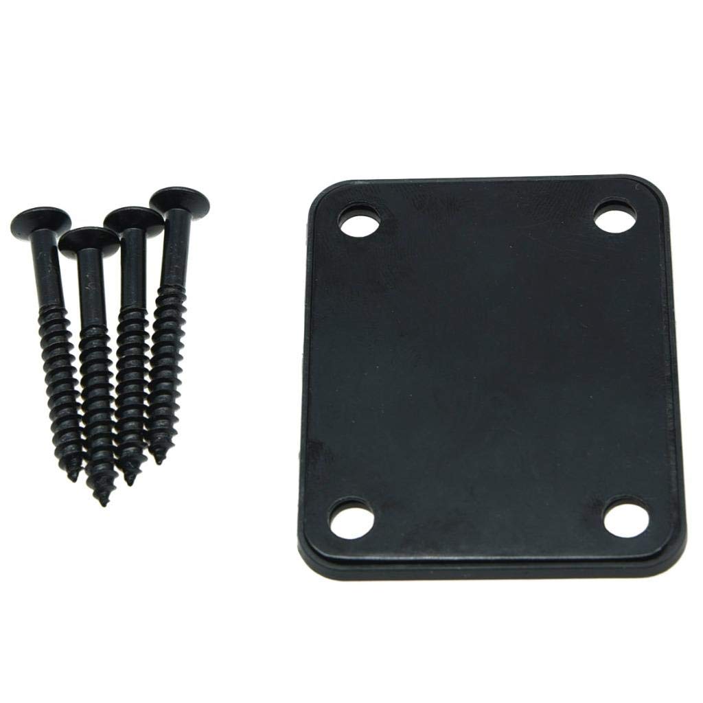 Electric Guitar Neck Plate - ST Style Metal Neck Plate for Stratocaster - Black Finish - Perfect for Guitar Repair & Custom Builds