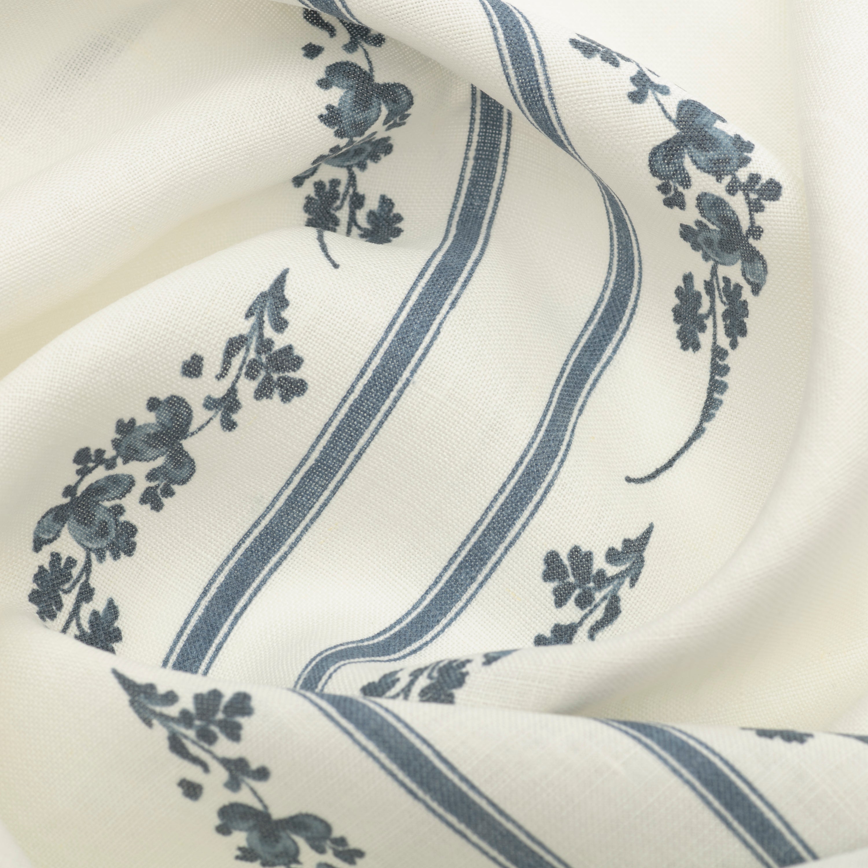 Trifolium Marchprint Linen Fabric - Midnight on Ivory Samples | Premium Home Decor & Upholstery Material for Curtains, Pillows & DIY Projects