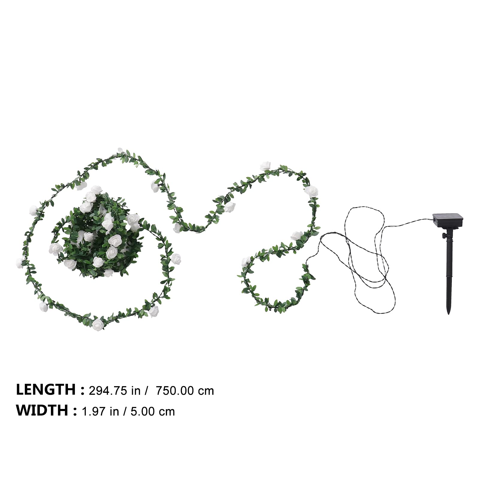 1 Set of 20ft LED Rose String Lights - Solar Powered Hanging Vine Lights with Warm White Glow for Garden, Patio, Wedding & Outdoor Decor