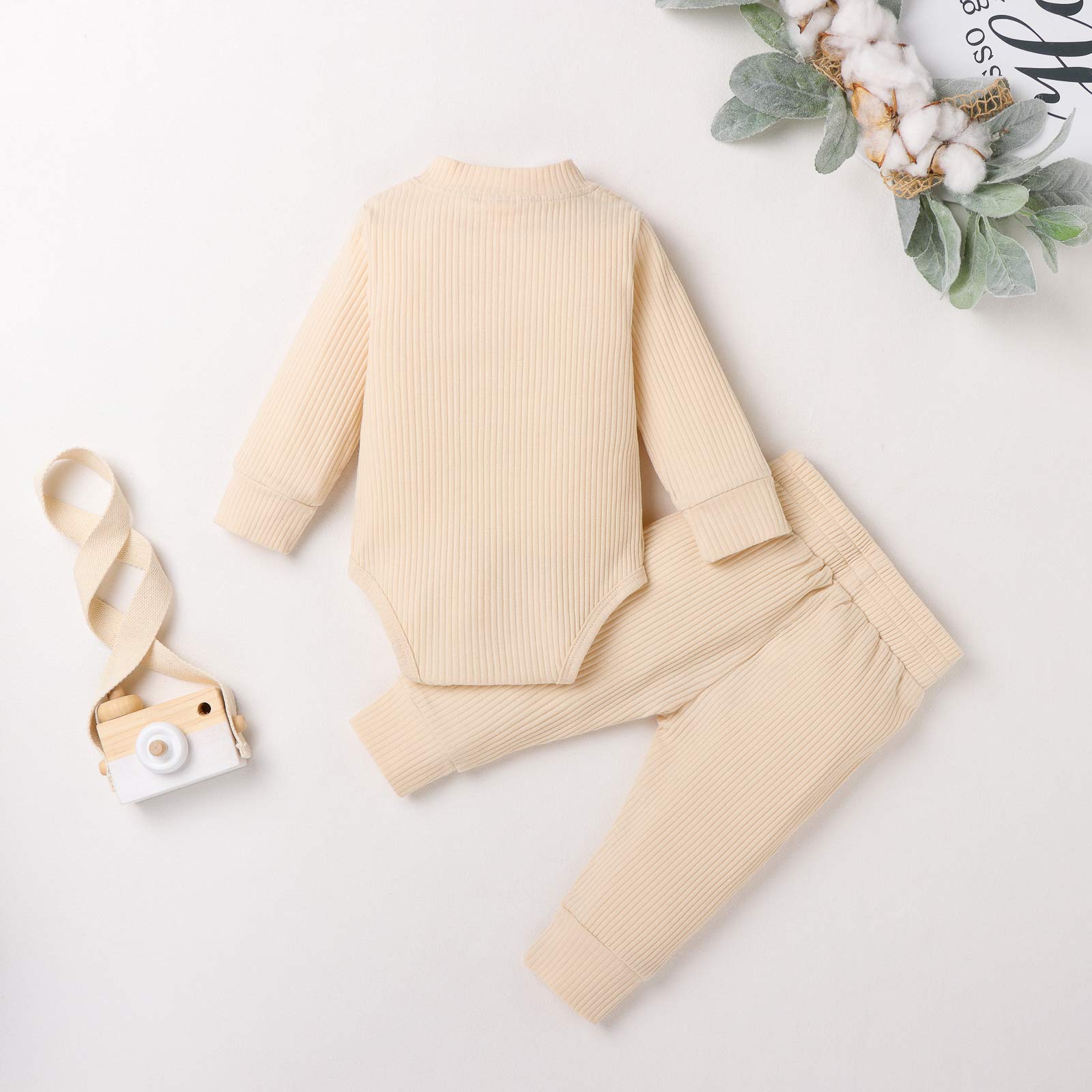 Newborn Baby Girl & Boy Fall Winter Clothes - Soft Cotton Knit Romper & Pants Set (3-24 Months) | Warm Long Sleeve Outfits for Infants | Perfect for Playdates, Family Photos & Holiday Gatherings