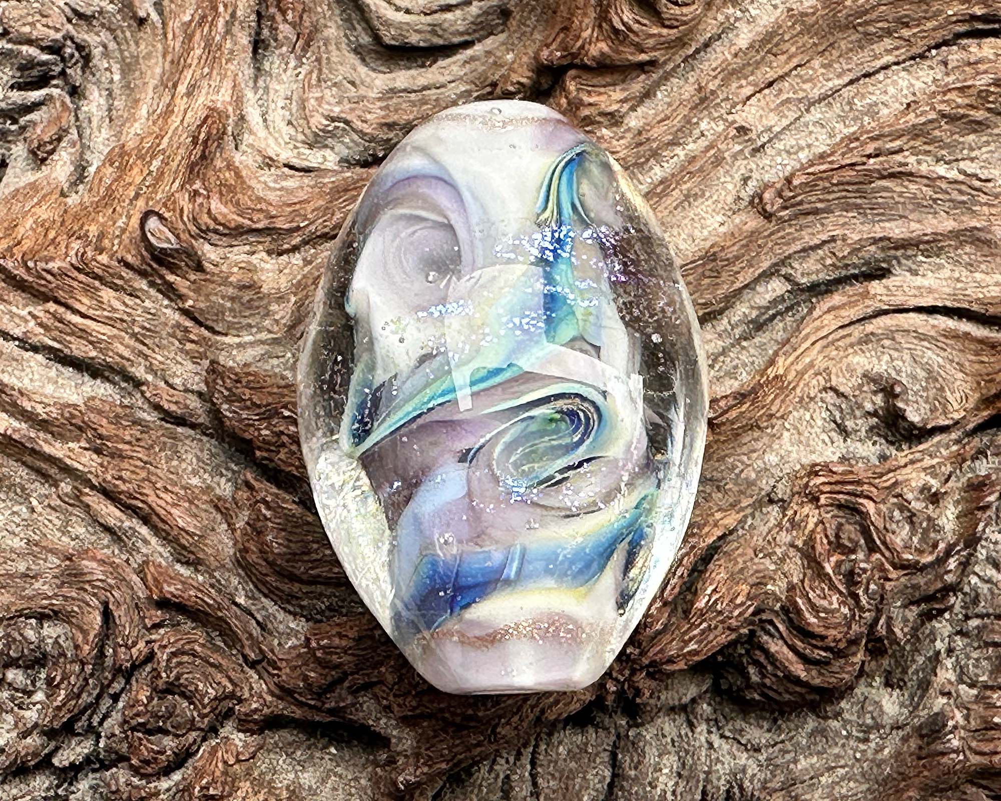 Tidal Mist Dichroic Glass Lampwork Focal Bead - Handmade Artisan Jewelry Bead for Necklace, Bracelet & DIY Craft Projects - Perfect for Beaders & Jewelry Makers