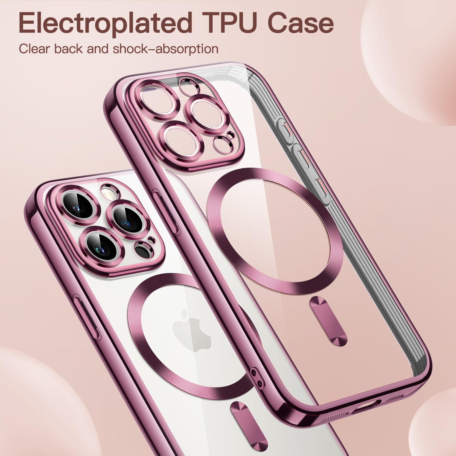 JETech Soft Clear Case for iPhone 15 Pro Max 6.7-Inch - Shockproof TPU Phone Cover with Full Camera Protection & MagSafe Wireless Charging Compatible (Red) - Perfect for Daily Use, Travel, and Work Protection