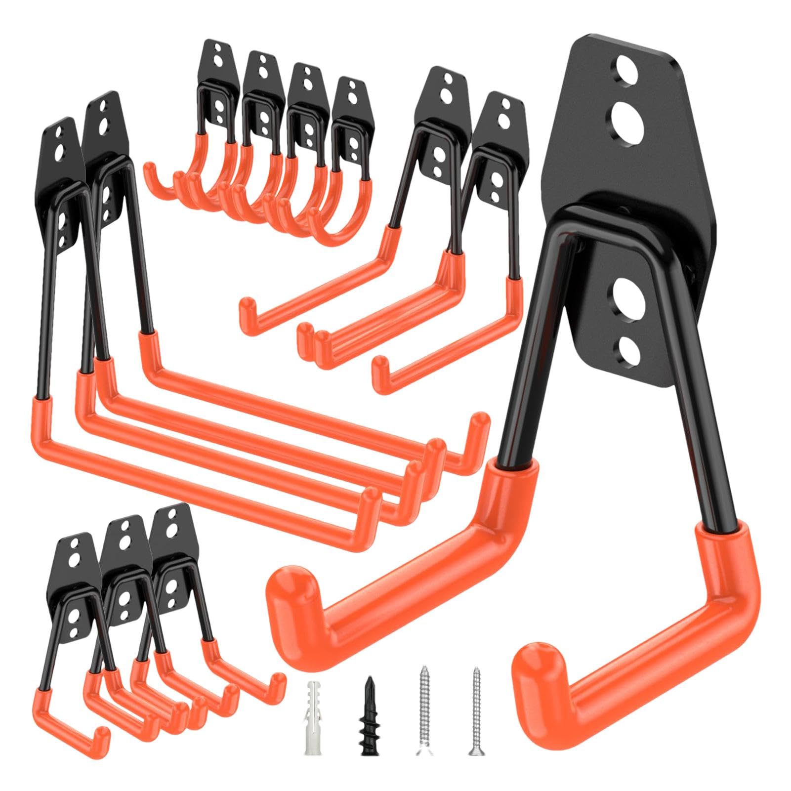 Heavy Duty Garage Hooks - Wall Mounted Steel Utility Hangers for Ladders, Tools & Storage | Durable Garage Organization Solution for Home & Workshop Use