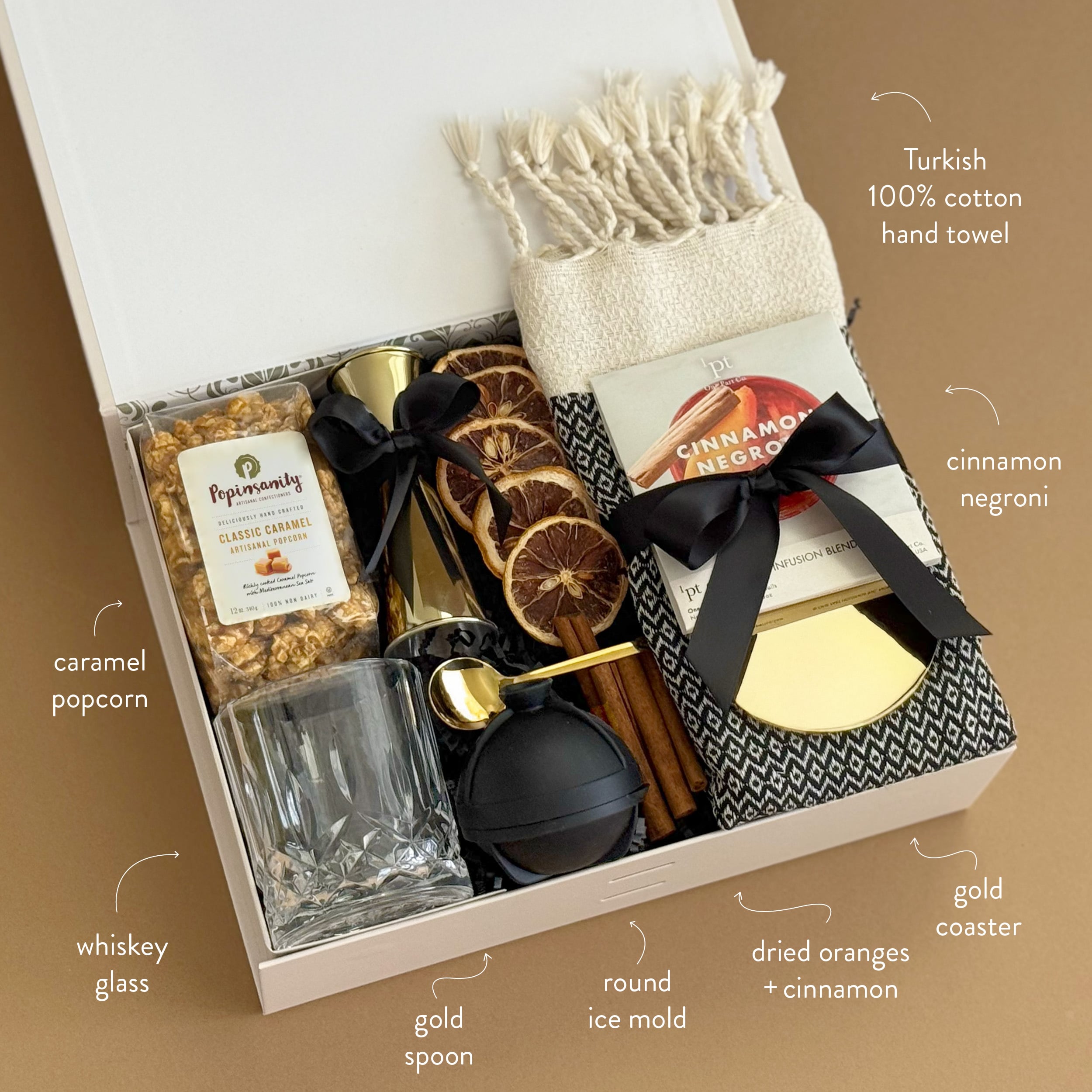 Premium Father's Day Gift Box for Cocktail Lovers - Whiskey Glass, Negroni Mix, Gold Bar Tools Set - Perfect for Home Bars, Birthday Gifts & Special Occasions
