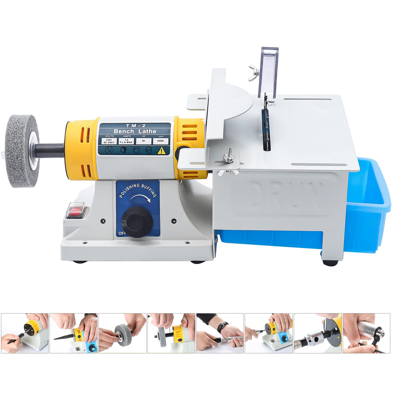 Professional 110V Mini Table Saw Jewelry Grinder Polishing Machine - Lapidary Equipment Rock Polisher with Flexible Shaft (0-10000 RPM) for Jewelry Making, Wood Carving, Amber Processing, Metal & Jade Crafting - Perfect for DIY Crafts, Gemstone Cutting & Home Workshops