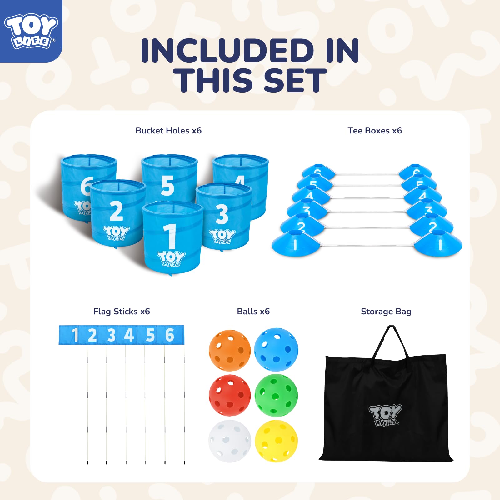TOY Life Golf Bucket Game - Indoor/Outdoor Golf Chipping Practice Set for Adults & Kids - Perfect for Backyard, Beach & Family Fun - Great Golf Gift Idea & PAR 3 Training Tool