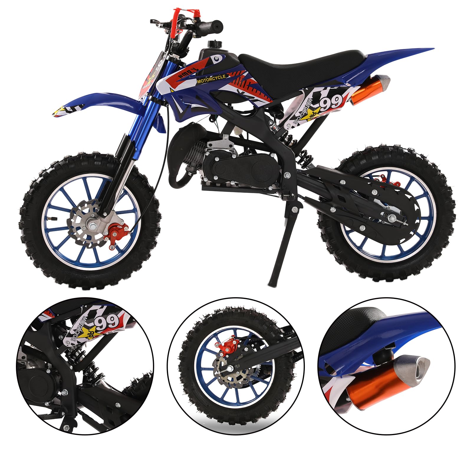 **2024 New 50cc Kids Dirt Bike - 2-Stroke Gas Powered Mini Motocross Bike for Off-Road Adventures | Front & Rear Disc Brakes, Max Speed 40KM/H | Perfect for Kids' Outdoor Racing & Trail Riding**